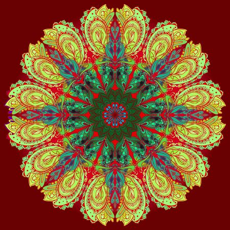 Vector Mandala background. Round Indian Ornament Patternのイラスト素材