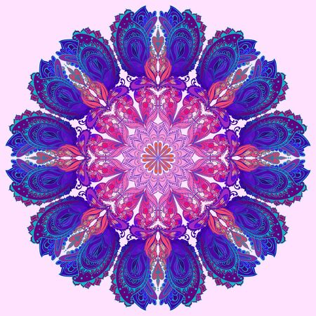 Vector Mandala background. Round Indian Ornamentのイラスト素材