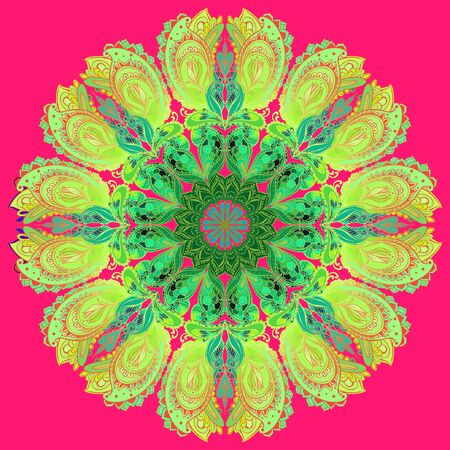 Vector Mandala background. Round Indian Ornamentのイラスト素材