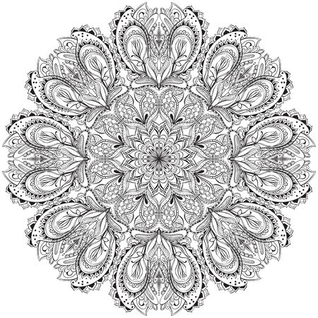 Vector Mandala. Round Hindi Ornamentのイラスト素材