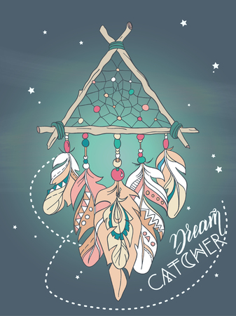 Vector Dreamcatcher Amulet. Ethnic illustrationのイラスト素材