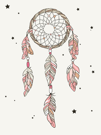 Vector Dreamcatcher Amulet. Ethnic illustrationのイラスト素材