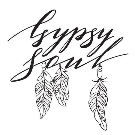 Vector Lettering Boho Style. Calligraphy Wordsのイラスト素材