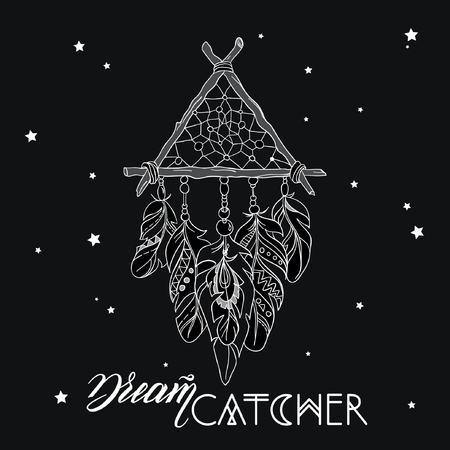 Vector Dreamcatcher Amulet. Ethnic illustrationのイラスト素材