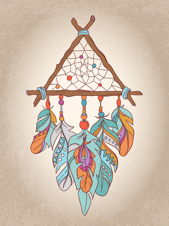 Vector Dreamcatcher Amulet. Ethnic illustrationのイラスト素材