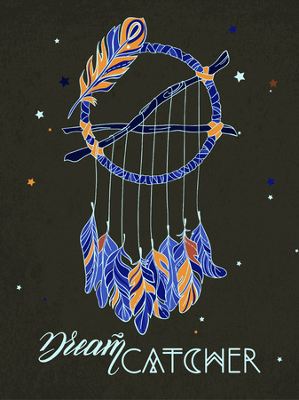 Vector Dreamcatcher Amulet. Ethnic illustrationのイラスト素材