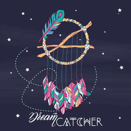 Vector Dreamcatcher Amulet. Ethnic illustrationのイラスト素材