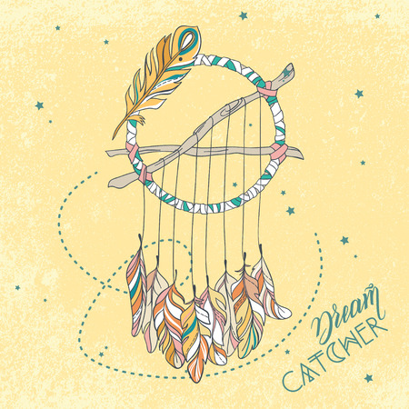 Vector Dreamcatcher Amulet. Ethnic illustrationのイラスト素材
