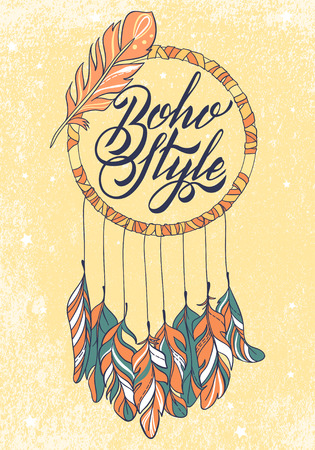 Vector Dreamcatcher Amulet. Ethnic illustration, tribalのイラスト素材