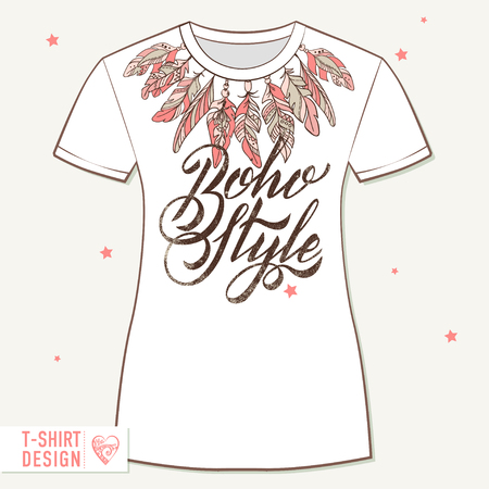 Vector T-SHIRT Boho Styleのイラスト素材