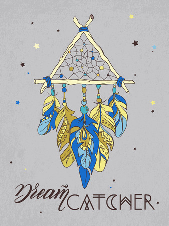 Vector Dreamcatcher Amulet. Ethnic illustrationのイラスト素材