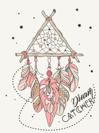Vector Dreamcatcher Amulet. Ethnic illustrationのイラスト素材