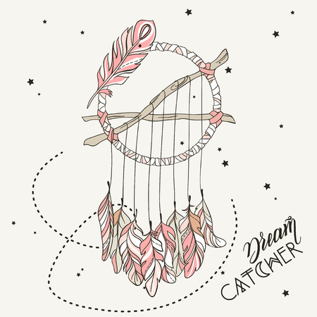 Vector Dreamcatcher Amulet. Ethnic illustrationのイラスト素材