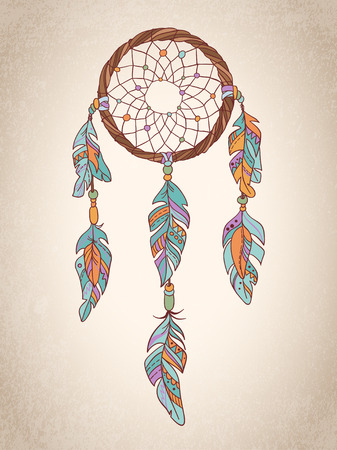 Vector Dreamcatcher Amulet. Ethnic illustrationのイラスト素材