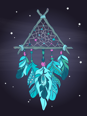 Vector Dreamcatcher Amulet. Ethnic illustrationのイラスト素材