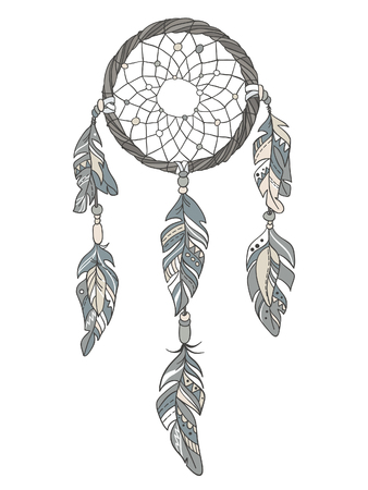 Vector Dreamcatcher Amulet. Ethnic illustrationのイラスト素材