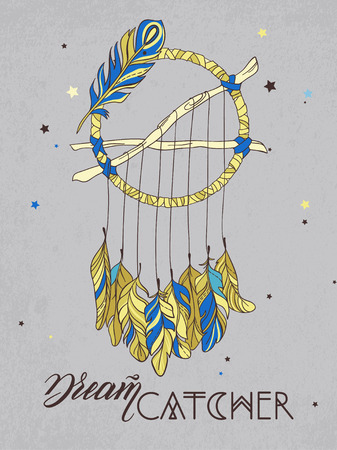 Vector Dreamcatcher Amulet. Ethnic illustrationのイラスト素材