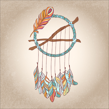 Vector Dreamcatcher Amulet. Ethnic illustrationのイラスト素材
