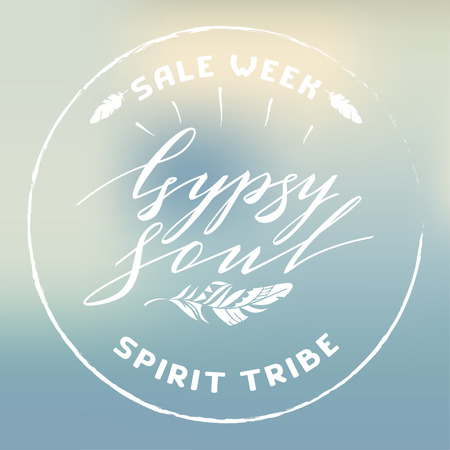 Vector Lettering Boho Style. Calligraphy Wordsのイラスト素材