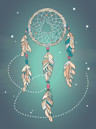 Vector Dreamcatcher Amulet. Ethnic illustrationのイラスト素材