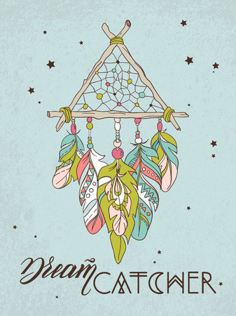 Vector Dreamcatcher Amulet. Ethnic illustrationのイラスト素材