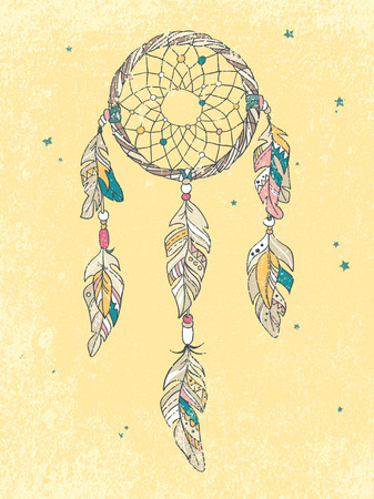 Vector Dreamcatcher Amulet. Ethnic illustrationのイラスト素材