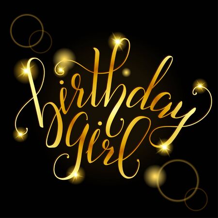 Vector Calligraphy script Quote Birthday Girl. Greeting card sign handwritten lettering typography vector. Design for postcards and prints.のイラスト素材