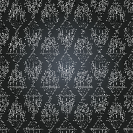 Vector Seamless Pattern with Different Dream Catcher Amulet. Can be used as ornament of textile, dress pattern, case and cover for gadgetのイラスト素材