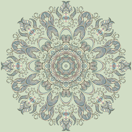 Vector Ornamental round lace pattern, circle backgroundのイラスト素材