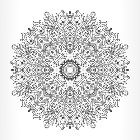 Vector Ethnic Mandala. Vintage decorative round element.のイラスト素材