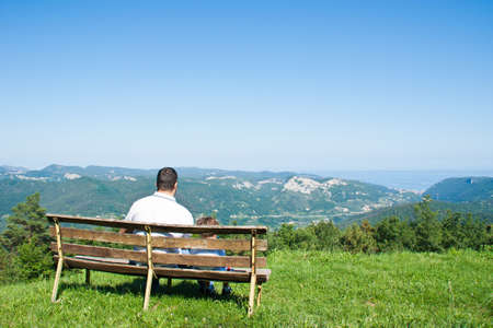 Bench with father and son