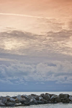 Sunset on the Mediterraneo sea - Marina di Pisa Italyの写真素材