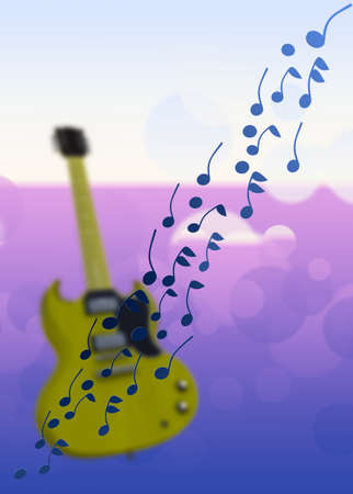 Scroll through the notes on a summer backgroundの写真素材
