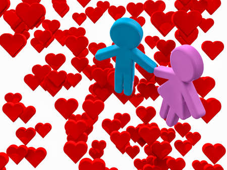 young lovers on a bed of hearts