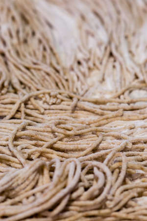 Homemade spaghetti with whole wheat flourの写真素材