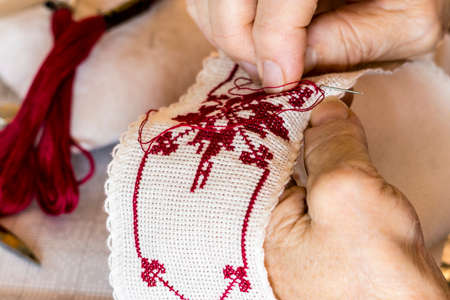 Cross stitch on Aida
の写真素材