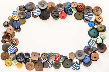 frame of colorful buttonsの写真素材