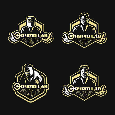 Crypto lab mascot logo designのイラスト素材