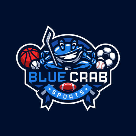 Blue crab sports mascot logo designのイラスト素材