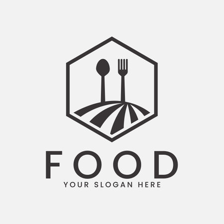 restaurant food logo icon template design. spoon and fork vector illustrationのイラスト素材