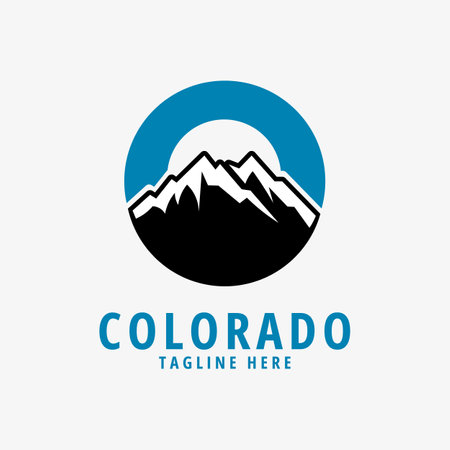colorado logo design inspiration with mountain and cloud vector illustrationのイラスト素材