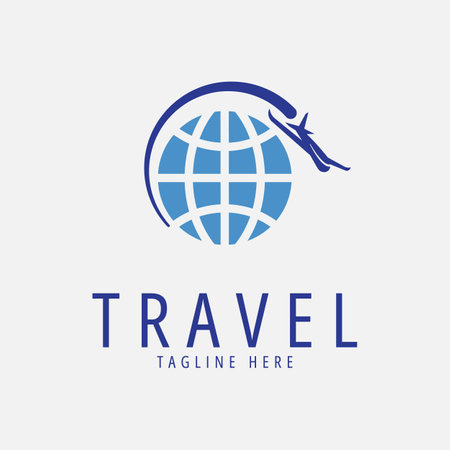travel logo design inspiration fly around the earth vector illustrationのイラスト素材