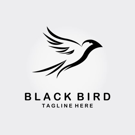 black bird logo line art designのイラスト素材