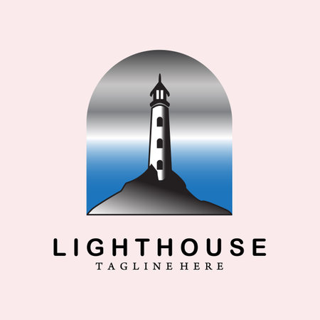 lighthouse logo vector illustration design, minimalist icon templateのイラスト素材