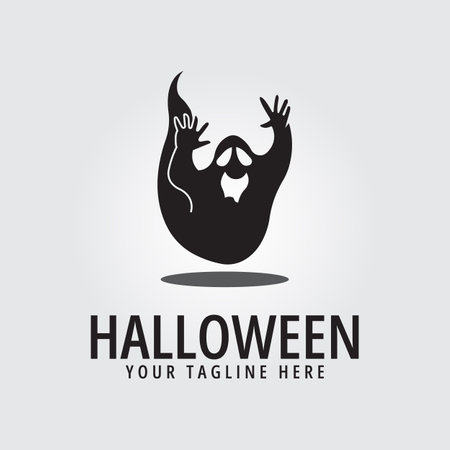 halloween logo icon design inspiration with silhouette vector illustrationのイラスト素材