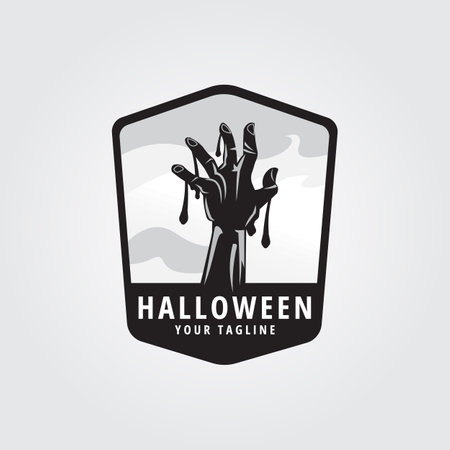 halloween logo icon design inspiration with hand and blood vector illustrationのイラスト素材