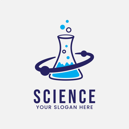 science planet logo deign icon template with laboratory vector illustrationのイラスト素材