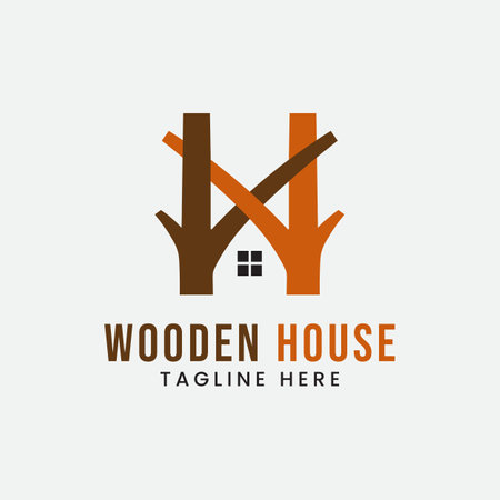 wooden house vector logo design icon templateのイラスト素材