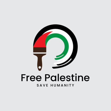 international day of solidarity with the palestinian people with flag and painting vector illustrationのイラスト素材