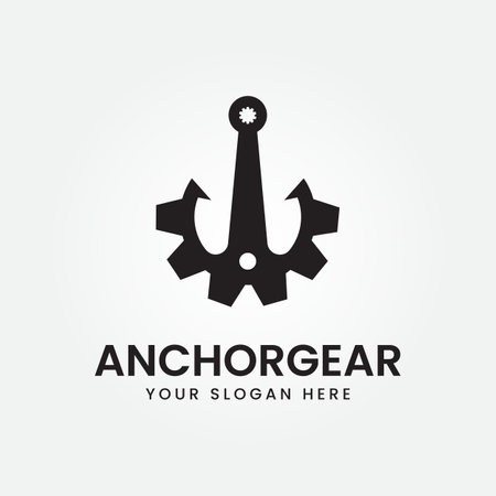 Anchor with gear vector icon pirate boat logo helmet Nautical maritime simple graphic symbol illustrationのイラスト素材